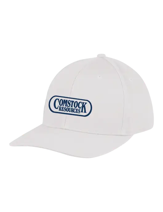 Premium Modern Structured Twill White Snapback Cap w/Comstock Resources Logo