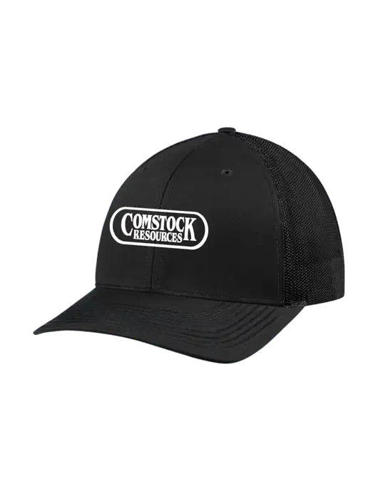 Richardson Adjustable Snapback Original 112 Trucker Cap Black w/Black Mesh w/Comstock Resources Logo