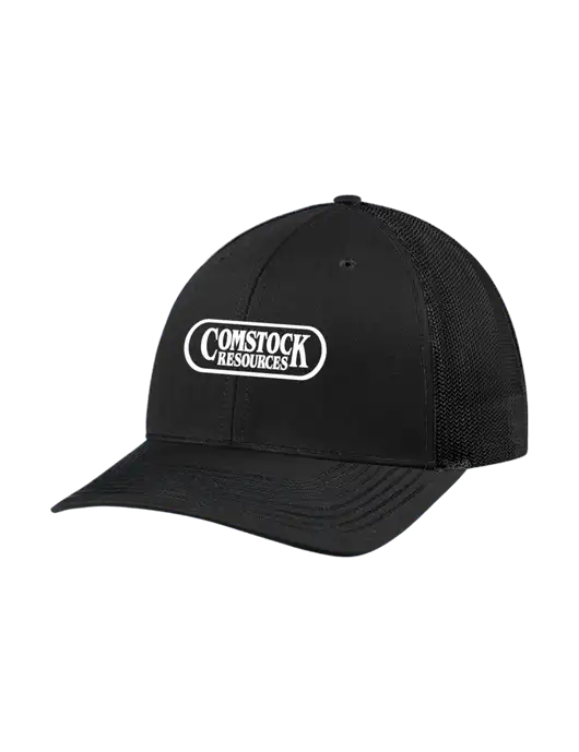 Richardson Adjustable Snapback Original 112 Trucker Cap Black w/Black Mesh w/Comstock Resources Logo