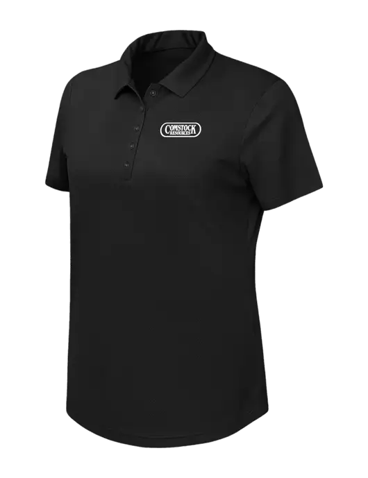 Callaway Womens Birdseye Black Polo w/Comstock Resources Logo