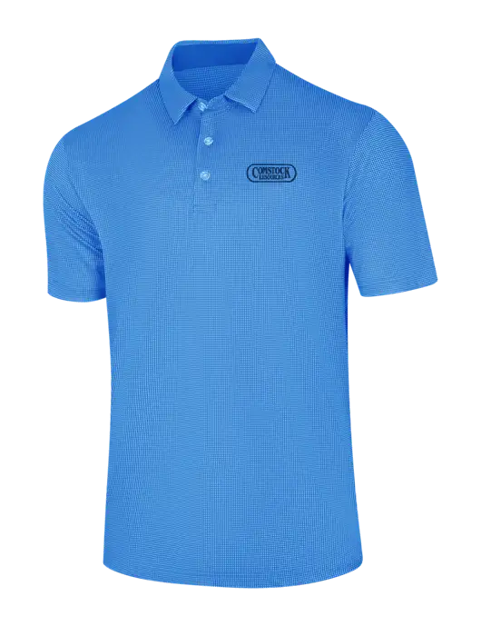 Callaway Carolina Blue Fashion Gingham Polo w/Comstock Resources Logo