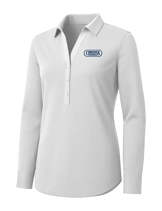 Womens White City Stretch Shirt w/Comstock Resources Logo