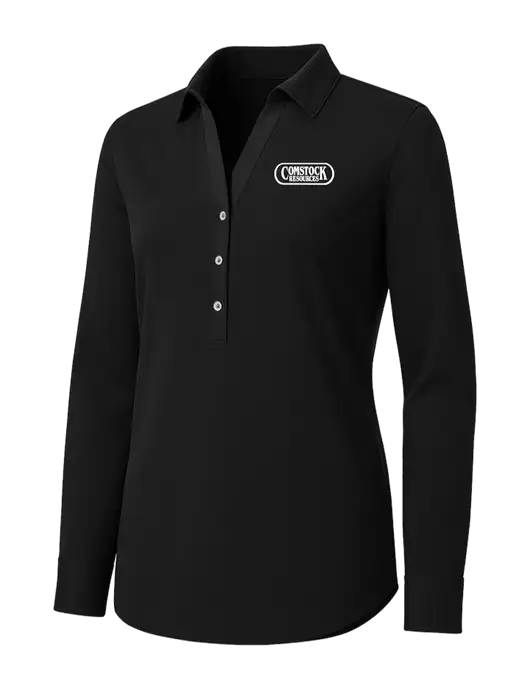Womens Black City Stretch Shirt w/Comstock Resources Logo