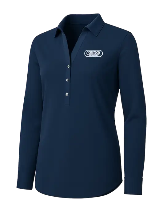 Womens Navy City Stretch Shirt w/Comstock Resources Logo