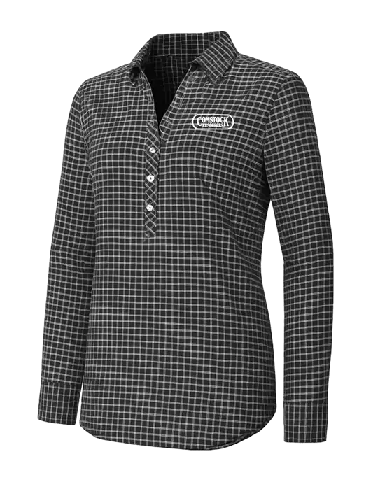 Womens Dark Grey/White City Stretch Shirt w/Comstock Resources Logo