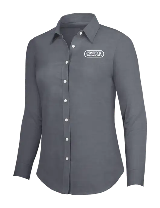 Dark Grey Womens SuperPro Oxford Shirt w/Comstock Resources Logo