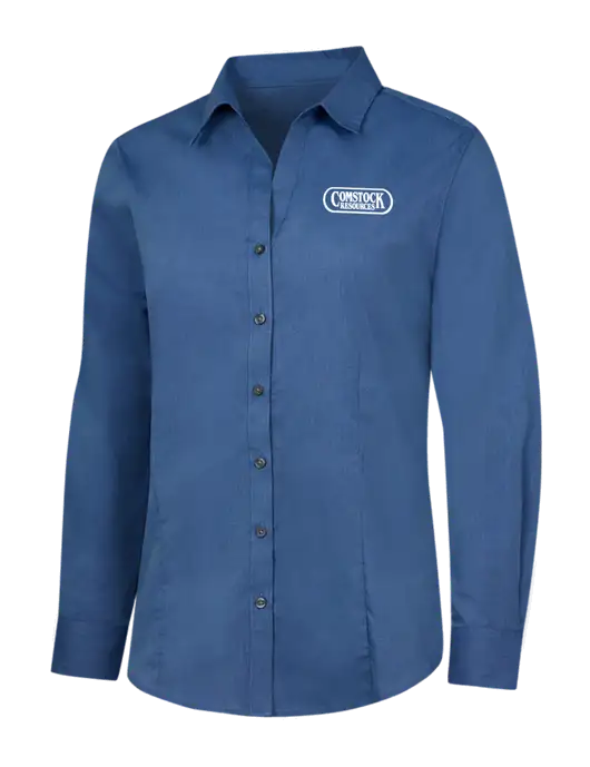 Light Navy Womens Crosshatch Easy Care Shirt w/Comstock Resources Logo
