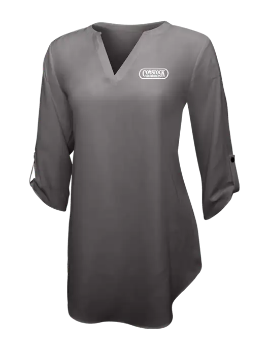 Dark Grey Womens 3/4 Sleeve Tunic Blouse w/Comstock Resources Logo