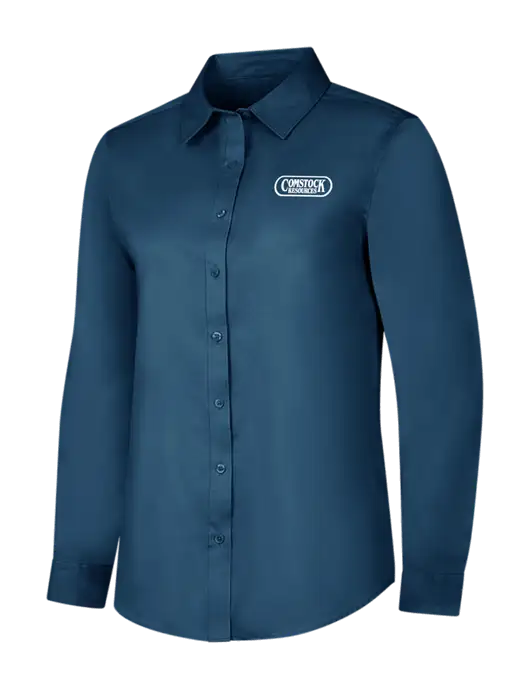Light Navy Womens Long Sleeve Superpro React Twill Shirt w/Comstock Resources Logo