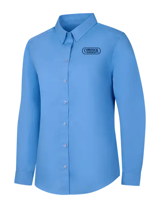 Womens Carolina Blue Long Sleeve Carefree Poplin Shirt w/Comstock Resources Logo
