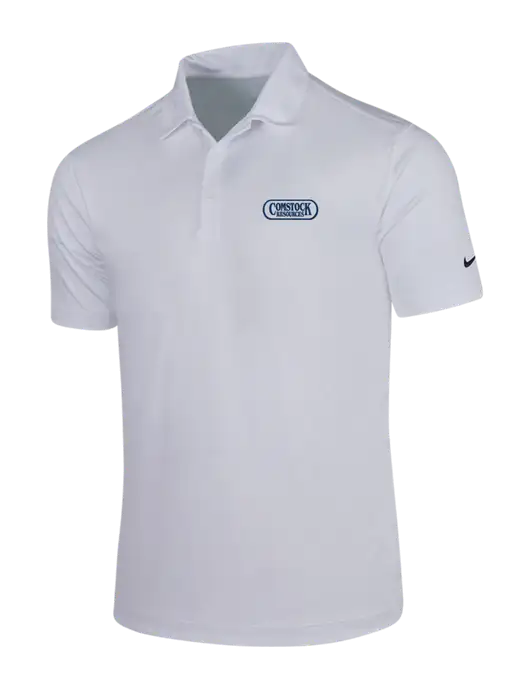 NIKE White Dri-Fit Vertical Mesh Polo w/Comstock Resources Logo