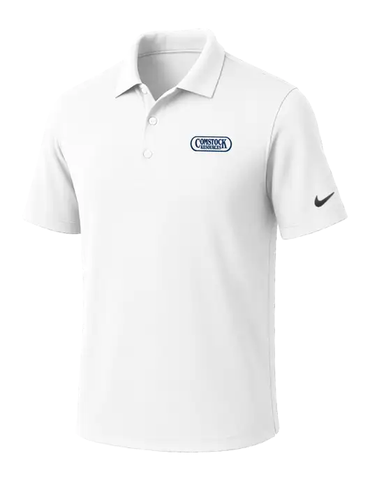 NIKE White Dri-Fit Micro Pique Polo w/Comstock Resources Logo