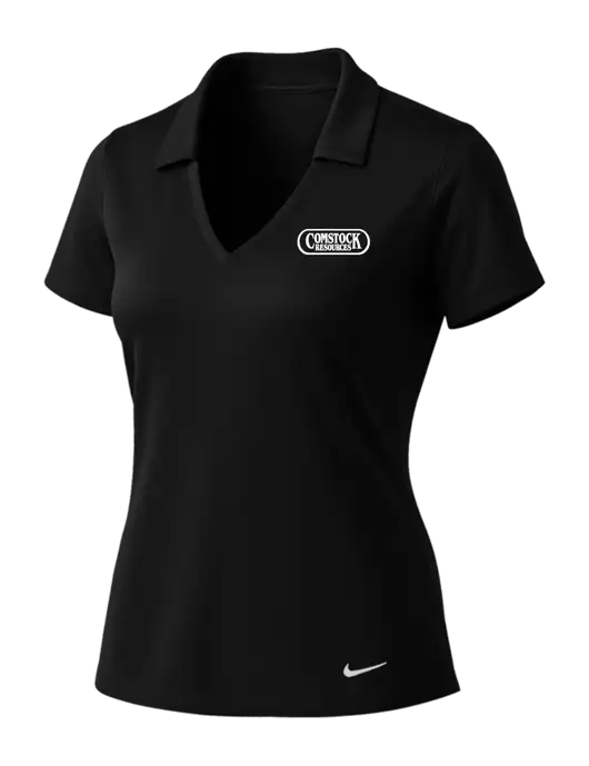 NIKE Black Womens Dri-Fit Vertical Mesh Polo w/Comstock Resources Logo