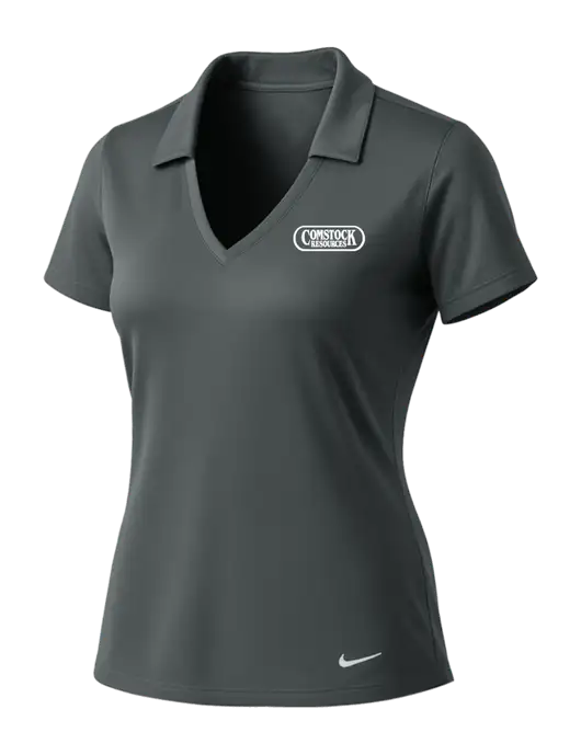 NIKE Dark Grey Womens Dri-Fit Vertical Mesh Polo w/Comstock Resources Logo