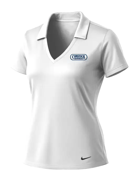 NIKE White Womens Dri-Fit Vertical Mesh Polo w/Comstock Resources Logo