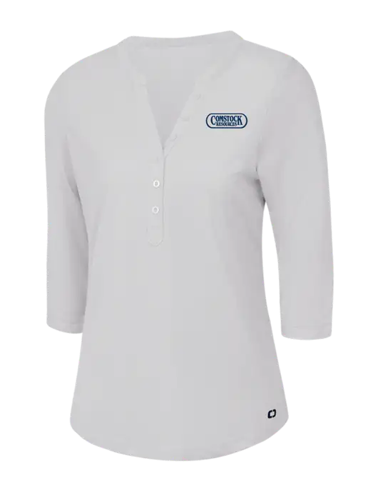 OGIO Bright White Jewel Henley w/Comstock Resources Logo