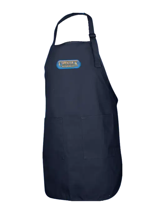 Full-Length Navy Apron With Pockets w/Comstock Resources Logo