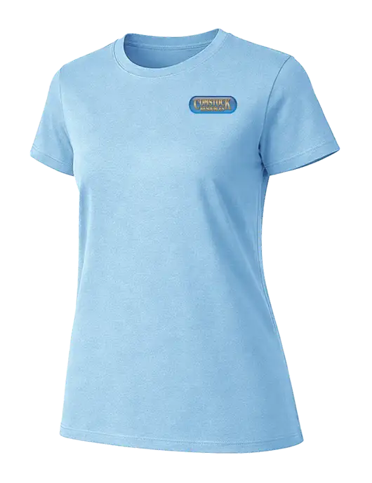 Womens Ring Spun Light Blue 4.5 oz T-Shirt w/Comstock Resources Logo