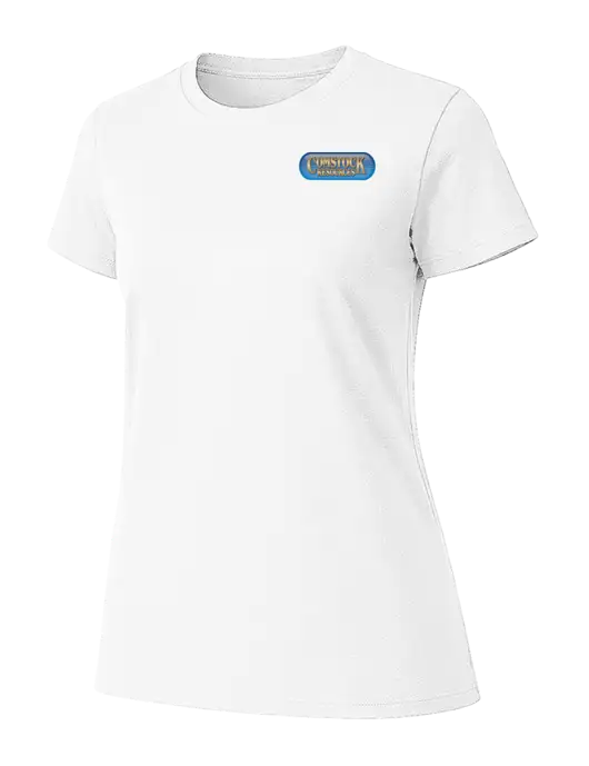Womens Ring Spun White 4.5 oz T-Shirt w/Comstock Resources Logo