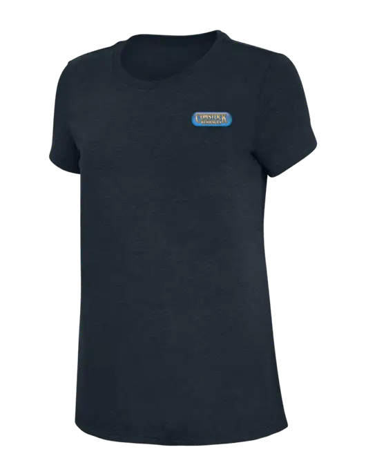 Womens Simply Soft Navy 4.5oz Poly/Combed Ring Spun Cotton T-Shirt w/Comstock Resources Logo