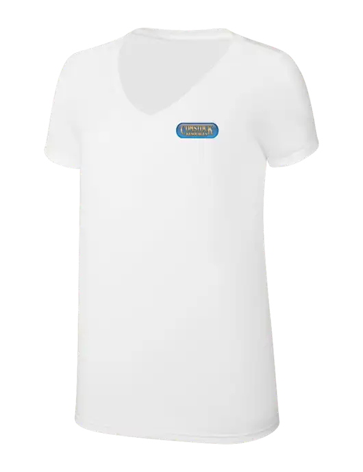 Womens Simply Soft V-Neck White 4.5oz  Poly/Combed Ring Spun Cotton T-Shirt w/Comstock Resources Logo