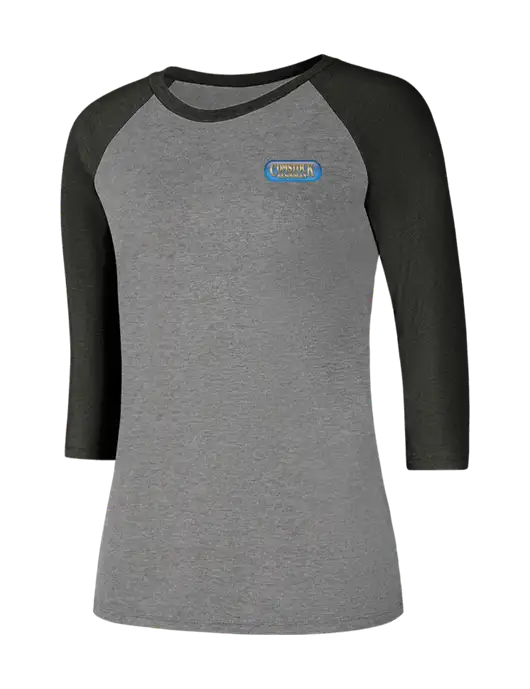 Womens Simply Soft 3/4 Sleeve Black Frost/Grey Frost Ring Spun Cotton T-Shirt w/Comstock Resources Logo