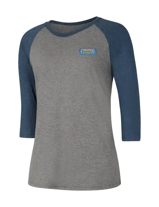 Womens Simply Soft 3/4 Sleeve Navy Frost/Grey Frost Ring Spun Cotton T-Shirt w/Comstock Resources Logo