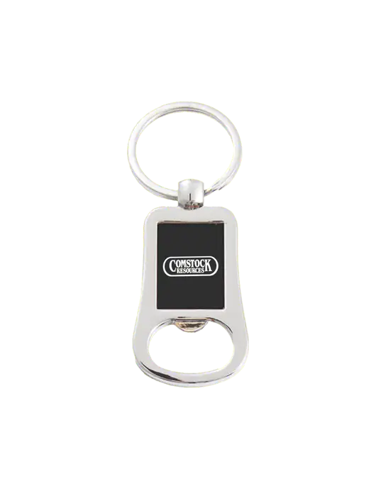Silver & Black Bottle Opener Keychain w/Comstock Resources Logo