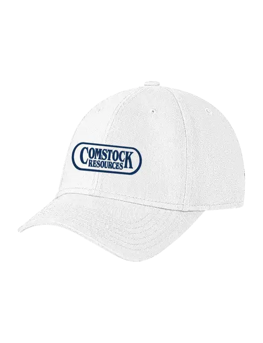White Structured Soft Snap Closure Hook & Loop Cap w/Comstock Resources Logo