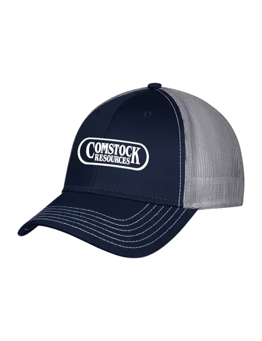 Navy/Grey Mesh Trucker Cap Snap Back w/Comstock Resources Logo