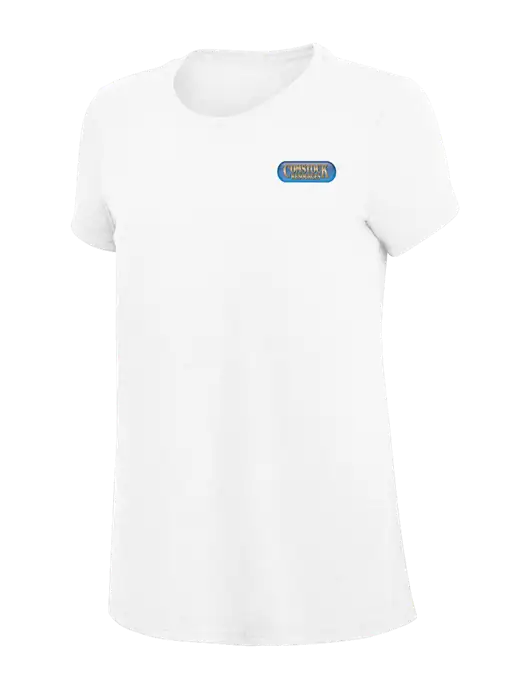 Womens Simply Soft White 4.5oz Poly/Combed Ring Spun Cotton T-Shirt
 w/Comstock Resources Logo