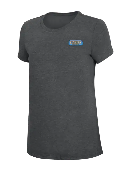 Womens Simply Soft Charcoal 4.5oz Poly/Combed Ring Spun Cotton T-Shirt w/Comstock Resources Logo