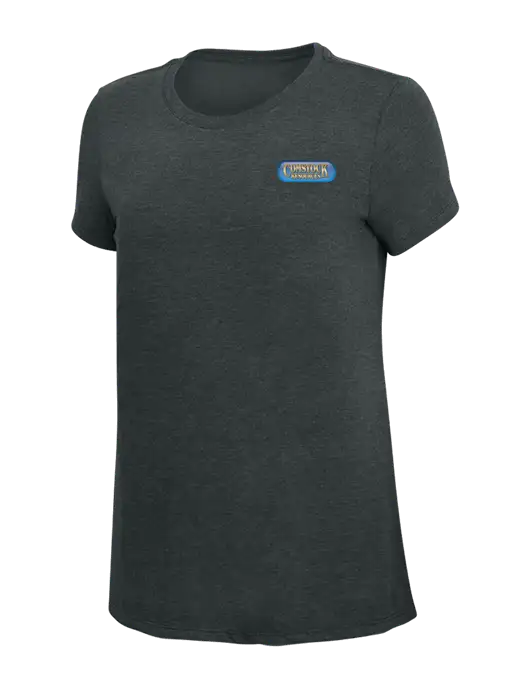 Womens Simply Soft Black Frost 4.5oz Poly/Combed Ring Spun Cotton T-Shirt w/Comstock Resources Logo