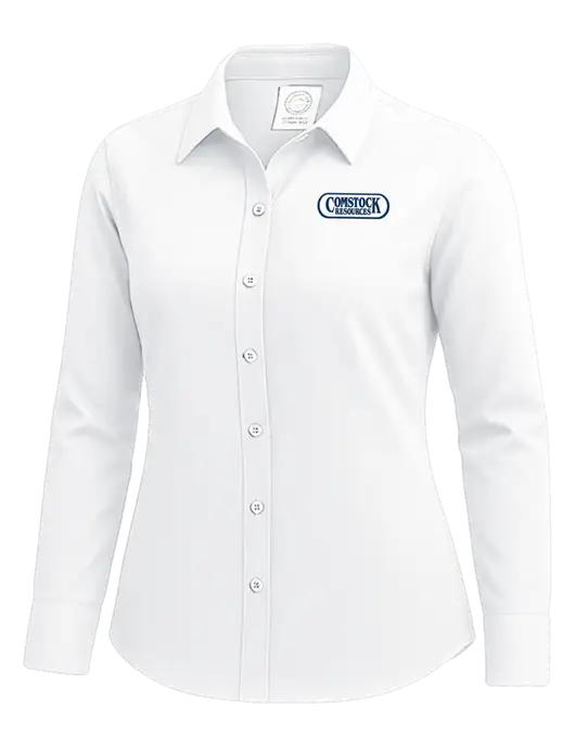Brooks Brothers Womens White Wrinkle-Free Stretch Nailhead Shirt w/Comstock Resources Logo