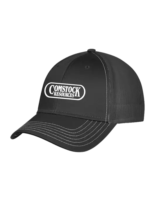 Charcoal Grey Mesh Trucker Cap Snap Back w/Comstock Resources Logo