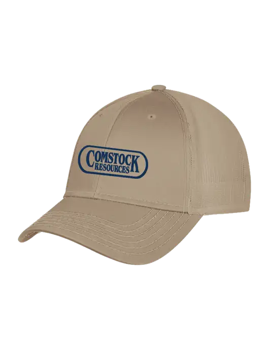 Khaki Mesh Trucker Cap Snap Back w/Comstock Resources Logo