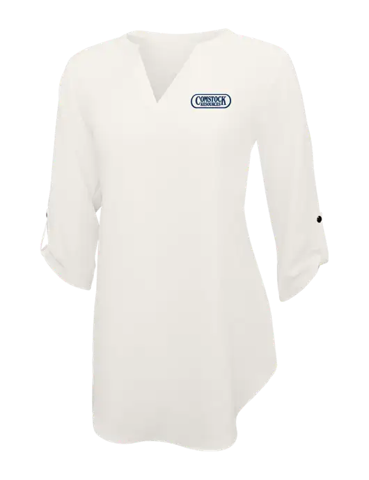Ivory Womens 3/4 Sleeve Tunic Blouse w/Comstock Resources Logo