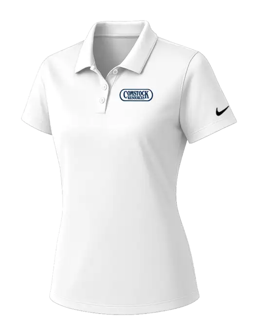 Nike Womens White Dry Essential Solid Polo w/Comstock Resources Logo