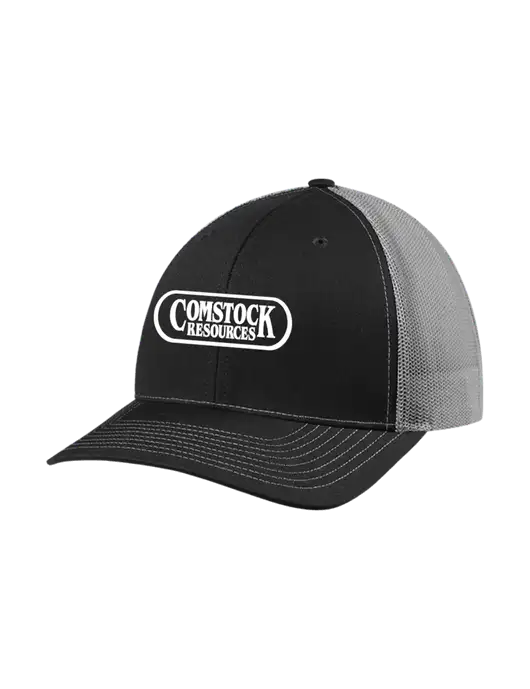 Richardson Adjustable Snapback Original 112 Trucker Cap Black w/Charcoal Mesh w/Comstock Resources Logo
