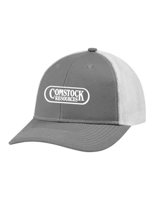 Snapback Ponytail Trucker Cap Light Medium Heather Grey w/White Mesh w/Comstock Resources Logo