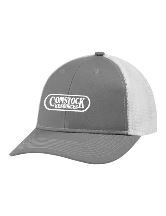 Snapback Ponytail Trucker Cap Light Medium Heather Grey w/White Mesh w/Comstock Resources Logo