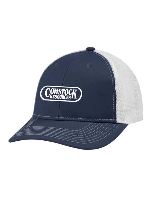 Snapback Ponytail Trucker Cap Navy w/White Mesh w/Comstock Resources Logo