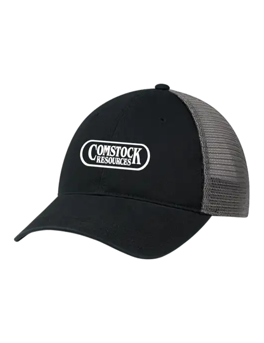 Richardson 111 Garment Washed Trucker Cap Black w/Charcoal Mesh w/Comstock Resources Logo