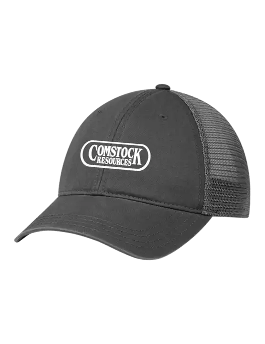 Richardson 111 Garment Washed Trucker Cap Charcoal w/Charcoal Mesh w/Comstock Resources Logo