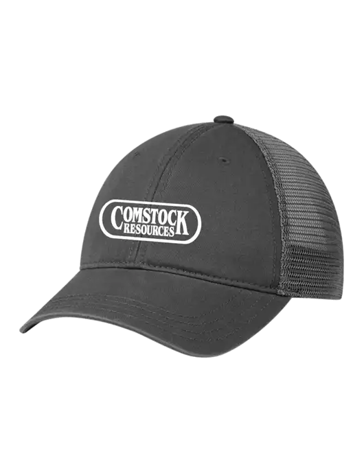Richardson 111 Garment Washed Trucker Cap Charcoal w/Charcoal Mesh w/Comstock Resources Logo