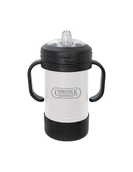Polar Camel 10 oz Powder Coated White Sippy Cup w/Comstock Resources Logo