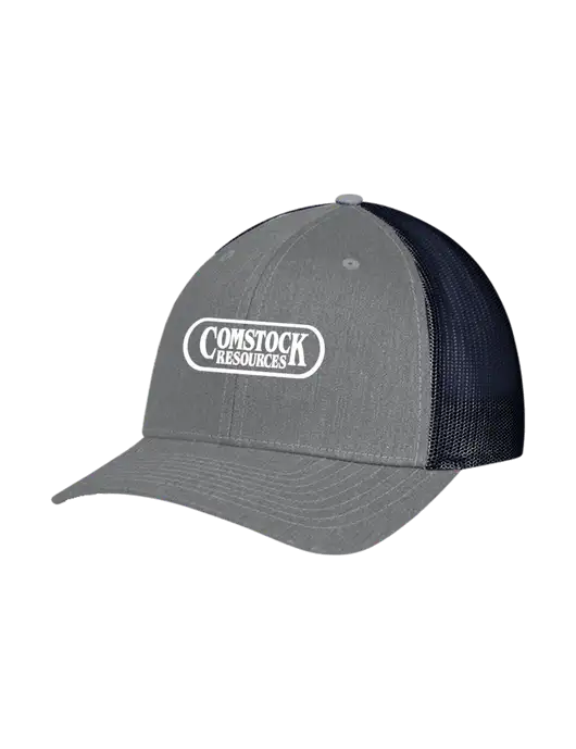 Richardson Adjustable Snapback Original 112 Trucker Cap Heather Grey w/Navy Mesh w/Comstock Resources Logo