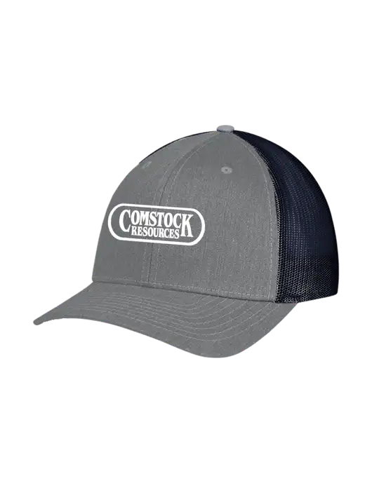 Richardson Adjustable Snapback Original 112 Trucker Cap Heather Grey w/Navy Mesh w/Comstock Resources Logo