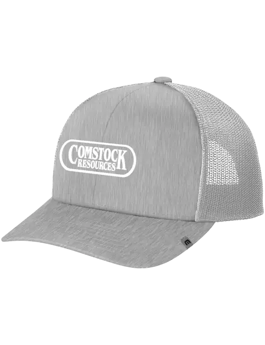 TravisMathew Light Medium Grey Heather Cruz Trucker Cap w/Comstock Resources Logo