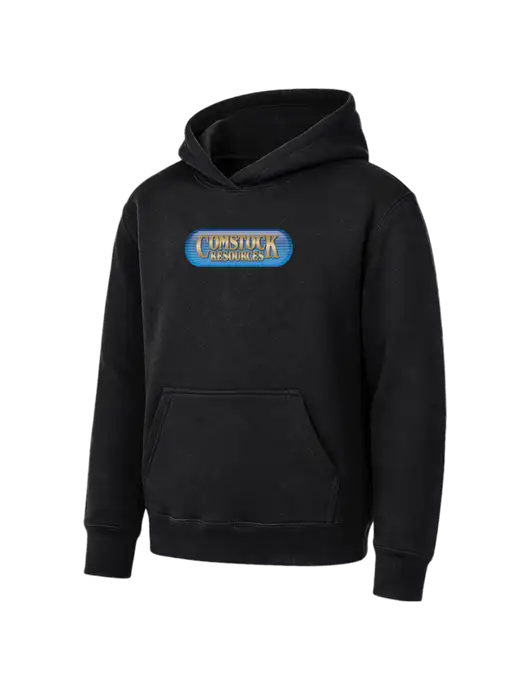 Youth Black 7.8 oz Pullover Hooded Sweatshirt w/Comstock Resources Logo